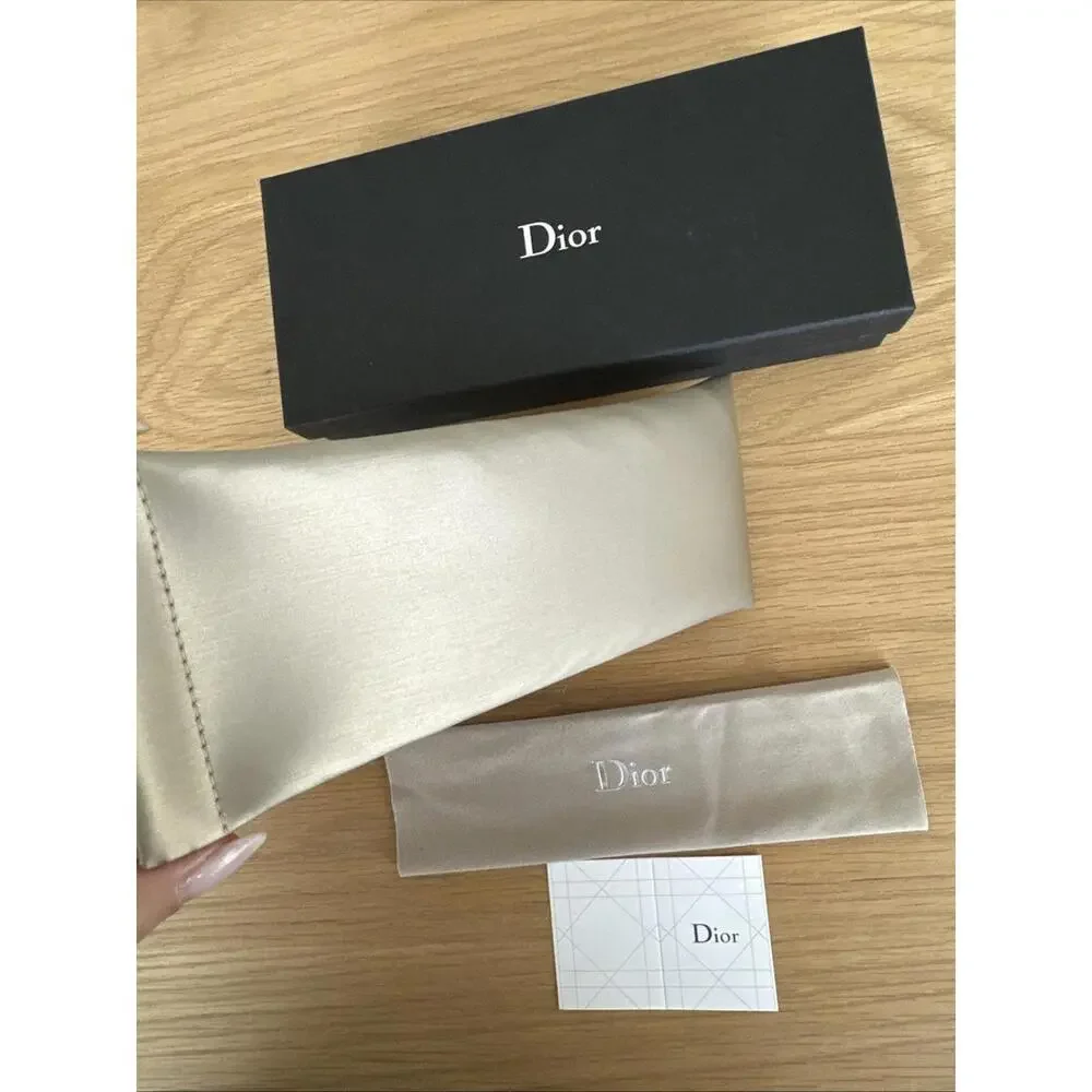 Dior Sunglasses Eyeglasses Soft Case + Microfiber Cloth, Box, Soft Sleeve, Gold - Picture 7 of 9